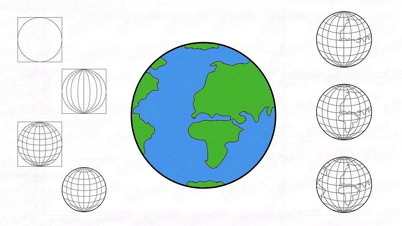 Земной шар рисунок карандашом