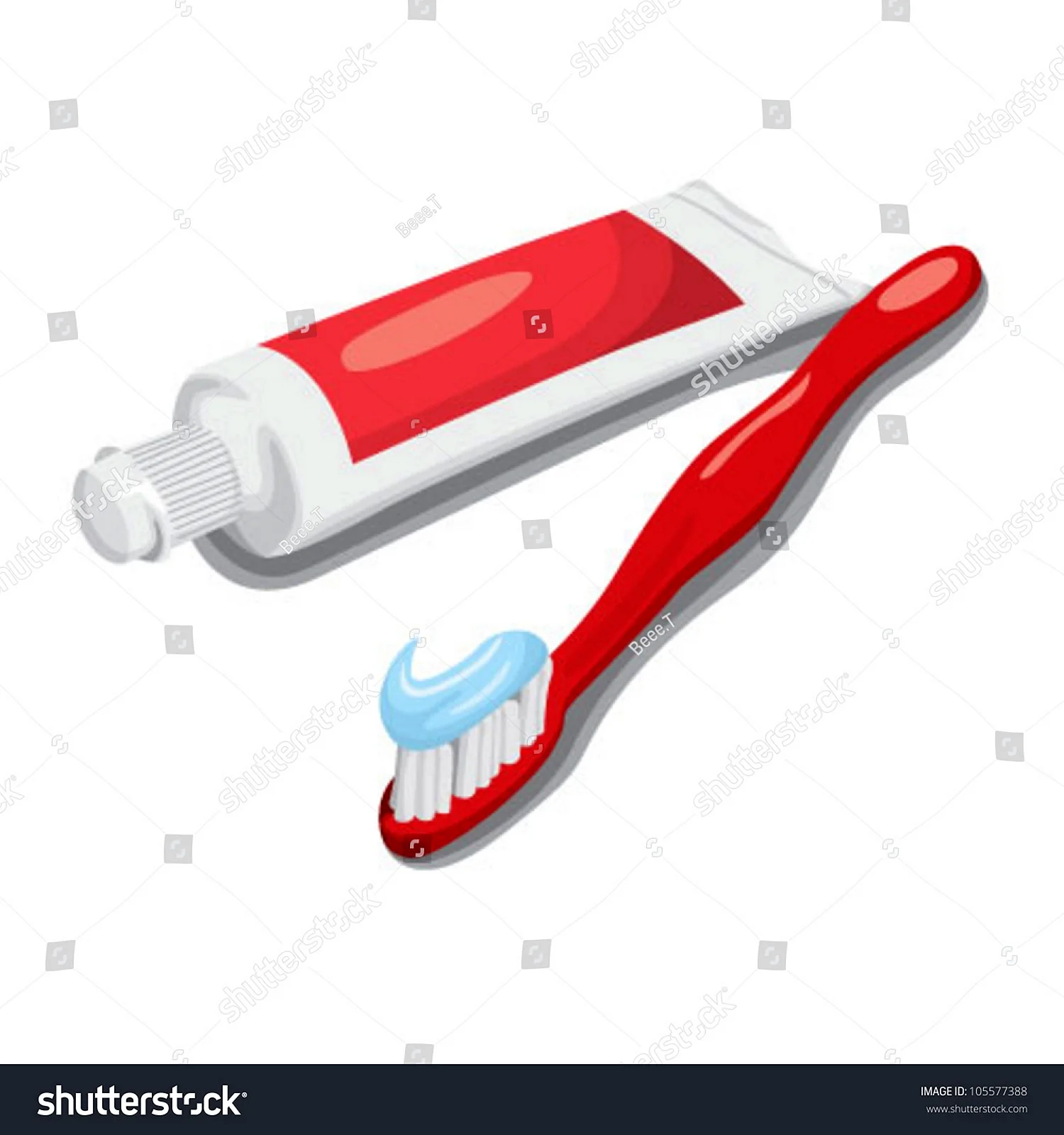 Зубная паста и щетка на прозрачном фоне