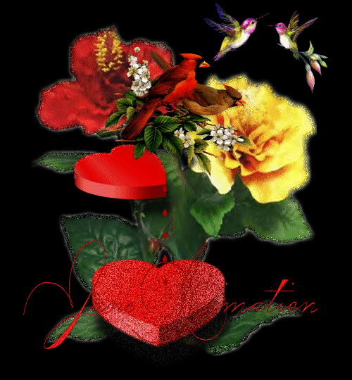 Анимированные сердца и цветы