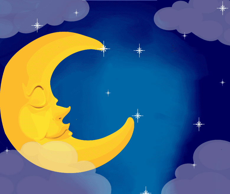 Сон луна и звезды. Месяц мультяшный. Спокойной ночи, малыш.