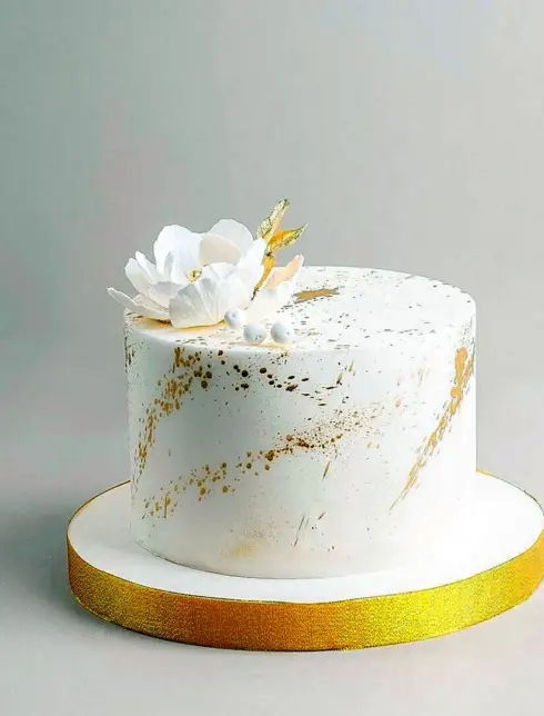 Белый торт без декора 1 ярус